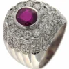 Bague en or blanc avec rubis de 1,05 ct et diamants de 1,84 ct