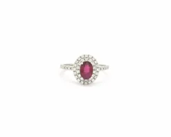 Bague en or blanc avec rubis de 1,19 ct et diamants