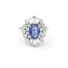 Bague en or blanc avec saphir de Ceylan et diamants