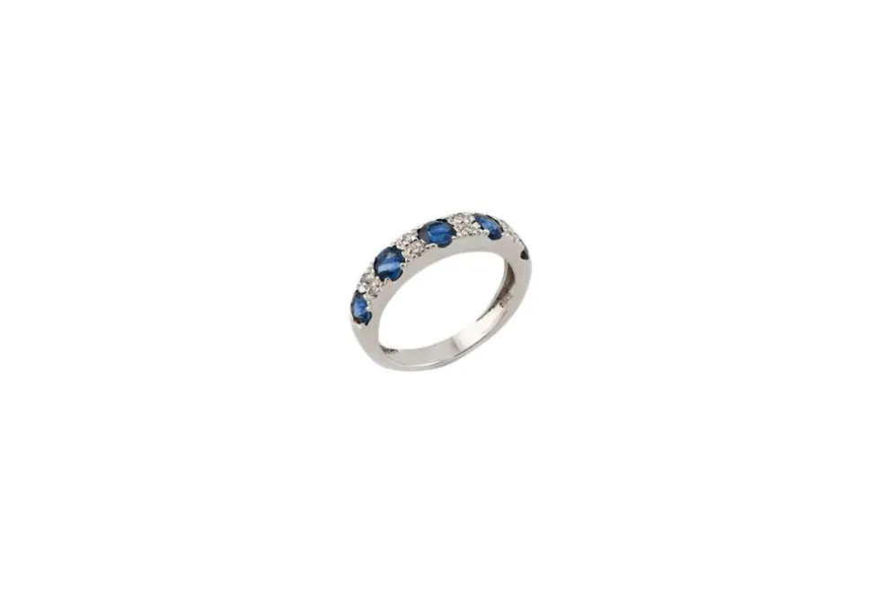 Bague en or blanc avec saphirs et diamants