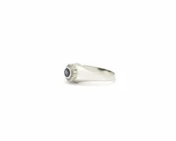 Bague en or blanc avec saphir et diamants