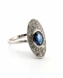 Bague en or blanc avec saphir et diamants