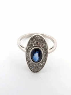 Bague en or blanc avec saphir et diamants