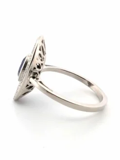 Bague en or blanc avec saphir et diamants