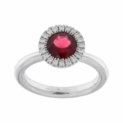 Bague en or blanc avec tourmaline et contour diamant