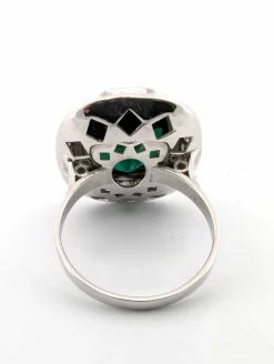 Bague en or blanc avec tourmaline verte et diamants