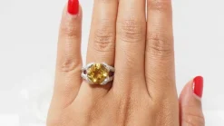 Bague en Or blanc, Citrine et Diamants