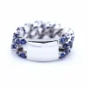 Bague en or blanc, diamants et saphirs