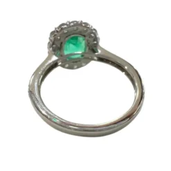 Bague en or blanc, diamant et émeraude, de conception contemporaine - avec certificat d'authenticité