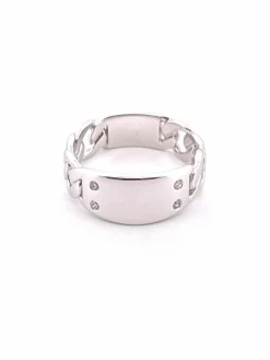 Bague en or blanc, diamants