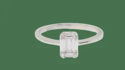 Bague en or blanc et diamants baguettes