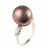 Bague en or blanc et Perle grise