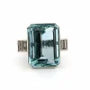 Bague en or blanc massif avec aigue-marine et diamants