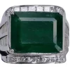 Bague en or blanc émeraude et diamant fantaisie