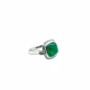 Bague en or blanc, émeraude et diamant