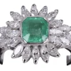Bague en or blanc Émeraude et Diamant Marquise