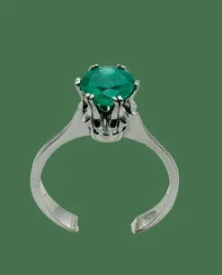 Bague en or blanc, Émeraude naturelle de Colombie