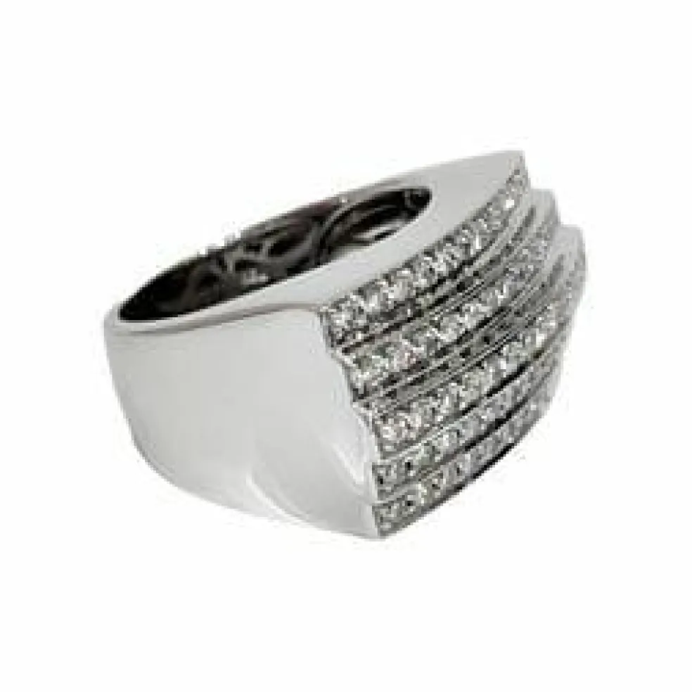 Bague en or blanc, pavage diamants