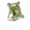 Bague en or blanc, quartz citron 31,20 carats, diamants naturels