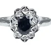 Bague en or blanc saphir et 10 diamants