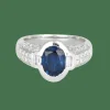 Bague en or blanc, saphir et diamants
