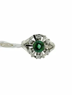 Bague en or blanc tourmaline verdelite et diamants certificat IGI