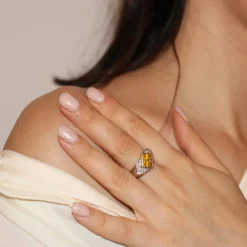 Bague en Or Citrine et Diamants