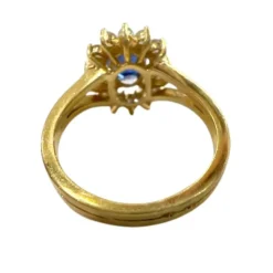 Bague en or de style Art Déco avec diamants et saphir - avec certificat d'authenticité