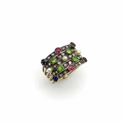 Bague en or, diamant, rubis, saphir, grenat, perle