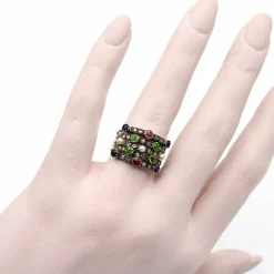 Bague en or, diamant, rubis, saphir, grenat, perle