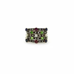 Bague en or, diamant, rubis, saphir, grenat, perle