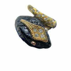 Bague en or diamants onyx