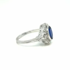 Bague en or et diamant saphir de Birmanie certifiée Art Déco