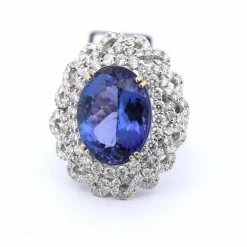 Bague en or et diamants tanzanite