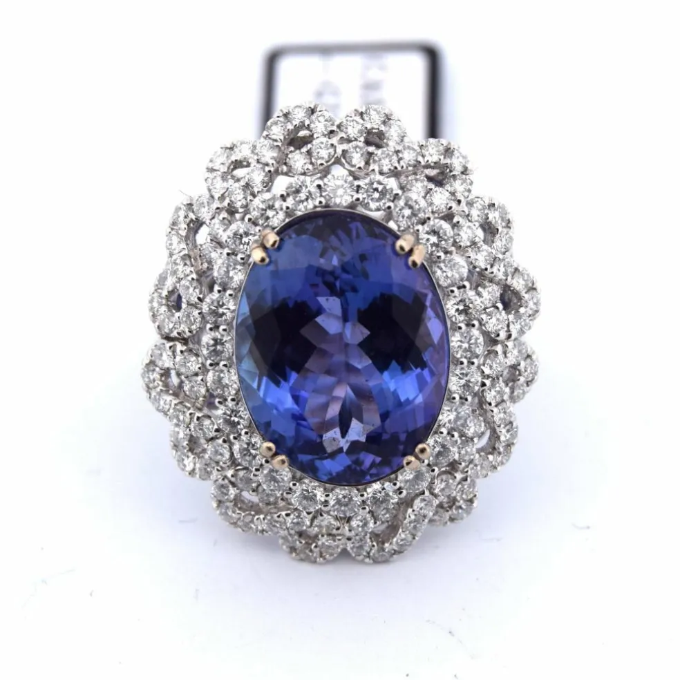 Bague en or et diamants tanzanite