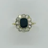 bague en or et platine avec diamants et saphir