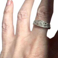 Bague en or et platine avec diamants