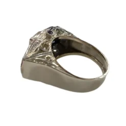 Bague en or et platine de style Art Déco avec diamants et saphirs
