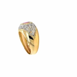 Bague en or filigrane de diamants non chauffée avec rubis de Birmanie certifié vintage