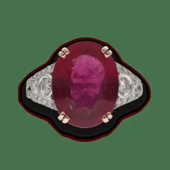 Bague en or gris 18 Cts avec une tourmaline rose de 9,0 Cts et 0,50 Cts de diamants brillants. Taille 53-54