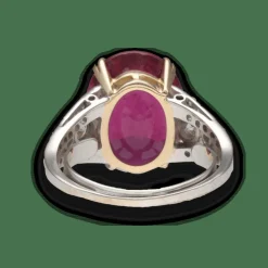 Bague en or gris 18 Cts avec une tourmaline rose de 9,0 Cts et 0,50 Cts de diamants brillants. Taille 53-54