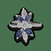 Bague en or gris avec saphirs navettes et diamants brillants