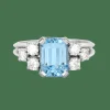 Bague en or gris et pierre bleue