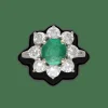 Bague en or gris 18K avec émeraude de Colombie 1,00 ct et 1,60 ct de diamants – Vers 1970 – Taille 51-52
