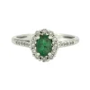 Bague en or gris émeraude et diamants