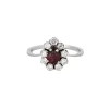 Bague en or gris, rubis et diamants