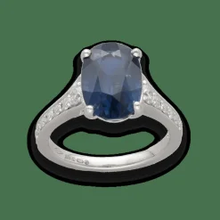 Bague en or gris saphir et diamants brillants