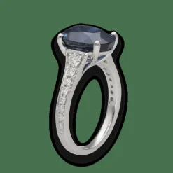 Bague en or gris saphir et diamants brillants