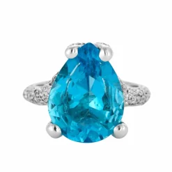 Bague en or gris, topaze taille poire