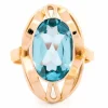 Bague en or jaune 14 carats avec aigue-marine